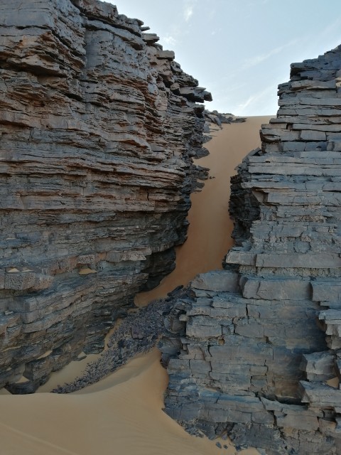 En haut de la dune, la passe facile vers le plateau, yes !